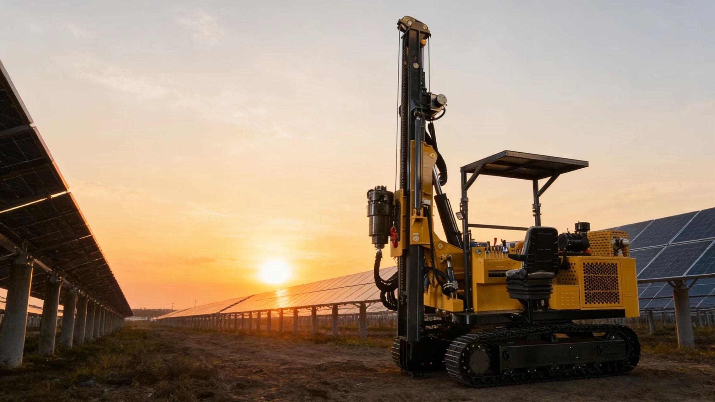 O que é um bate-estacas solar? O guia definitivo para fundações de usinas fotovoltaicas.